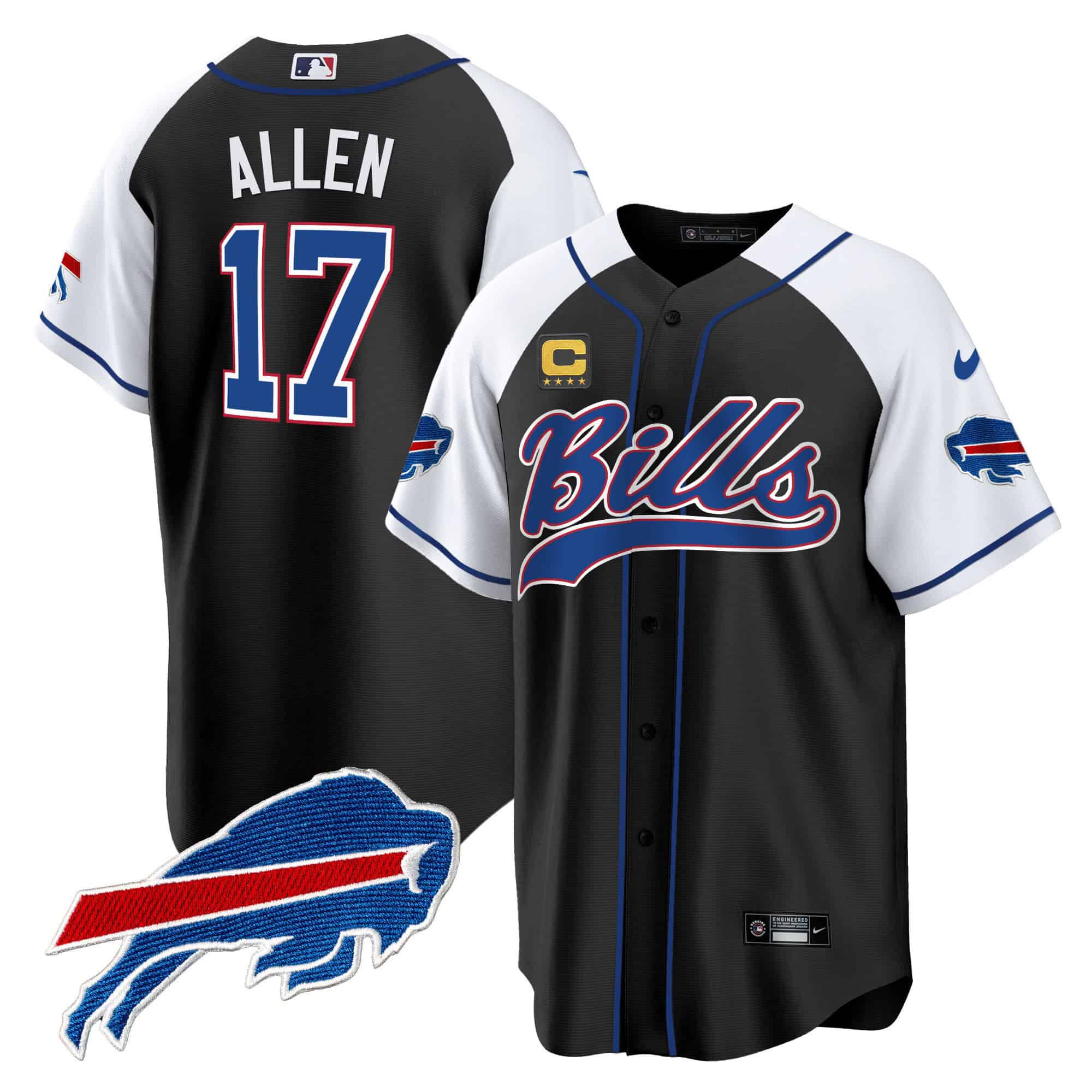Men Buffalo Bills #17 Allen Black 2024 Nike Baseball Game NFL Jersey style 1